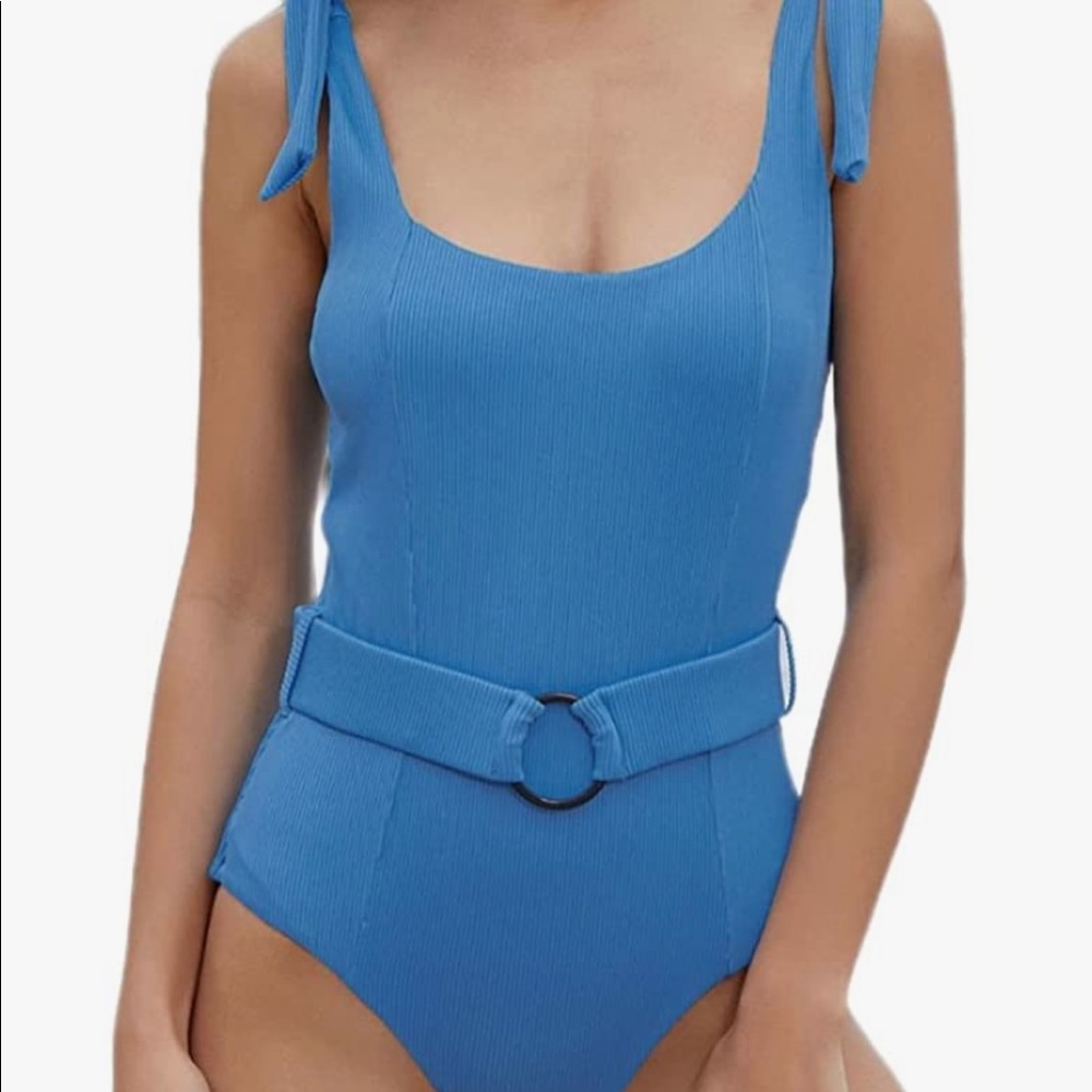 Blue belted Amazon Swimsuit